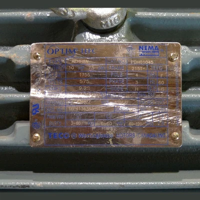 Teco Westinghouse 10 HP Motor