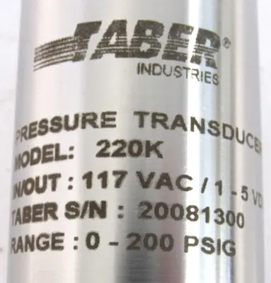 NEW TABER 220K PRESSURE TRANSDUCER