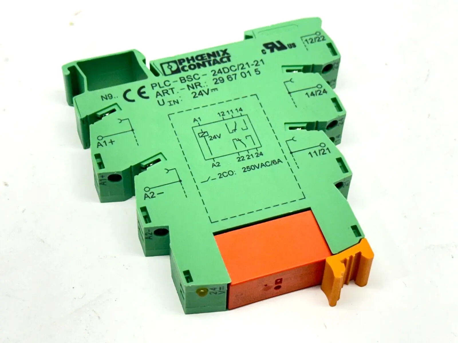 PLC-BSC-24DC/21-21,2967015,RTE24024 | Phoenix Contact PLC-BSC-24DC/21-21 Relay Base 2967015 w/ Schrack RTE24024 Relay - Used