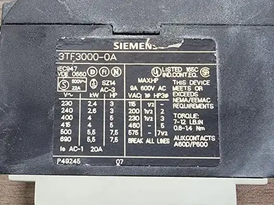 USED SIEMENS 3TF3000-0A