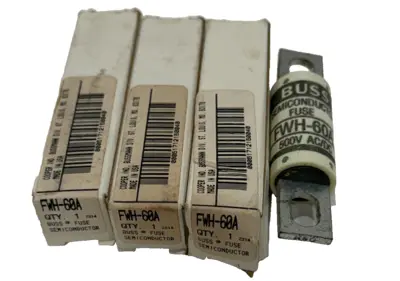 NEW LOT OF 3 BUSSMANN FWH-60A SEMICONDUCTOR 500V FWH60A