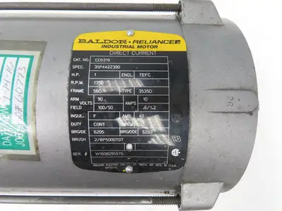 Baldor Reliance CD5319 DC Motor 180V 1Hp 5A 1750 RPM 56C Frame 5/8" Shaft