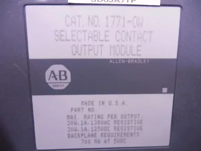 Allen Bradley 1771-OW PLC-5 Selectable Contact Output Module w/o Terminal Block Used
