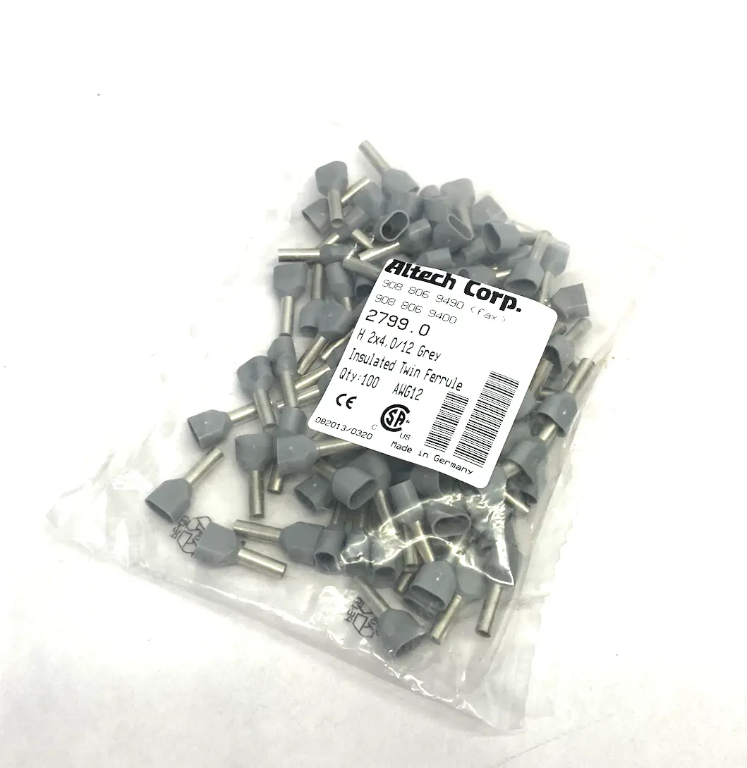 New | in-Stock Altech Insulated Twin Ferrule H2x4.00/12, Dual Wire 100-PACK Terminal Blocks Michigan US | Maverick Industrial Sales #1390887
