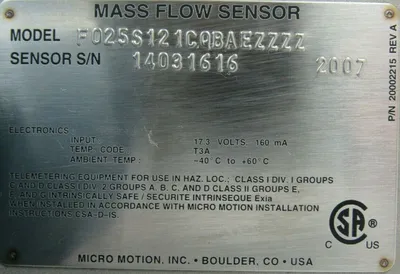 NEW EMERSON F025S121CQBAEZZZZ MASS FLOW SENSOR