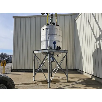 Used 750 Gallon Stainless Steel Liquid Tank and Support Stand