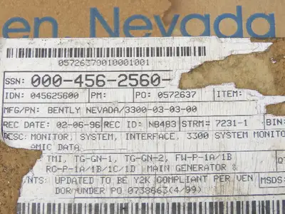 Bently Nevada 3300/03-03-00 System Monitor Module Dynamic Data Interface