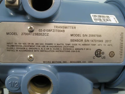 USED Micro Motion 2700R123B2EZCZ
