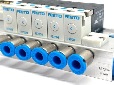197334 | Festo MH1 Valve Manifold 6 Banks  w/ 197008 Solenoid 5 QTY - New Other