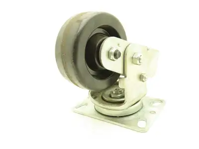 Spring Loaded Swiveling Caster Wheel 4-3/4"x2" Black Plastic 6.25"x4.5" Plate
