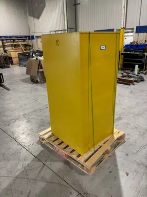 31531565 | Flammable Liquid Storage Cabinet, Safety Yellow, 31.5"x31.5"x65" No Key - Used