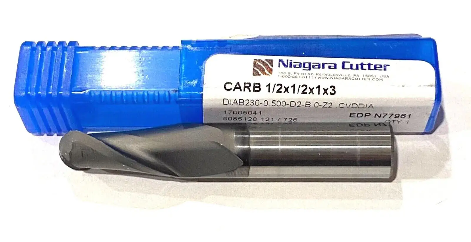 Niagara Cutter 1/2" Carbide Ball End Mill Diamond Coated 1/4" Radius 30Â° Helix
