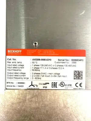 Beckhoff AX5206-0000-0210 Servo Drive (9.4.1)