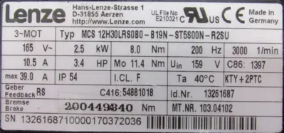 NEW LENZE MCS12H30LRS0B0-B19N-ST5S00N-R2SU SERVO MOTOR