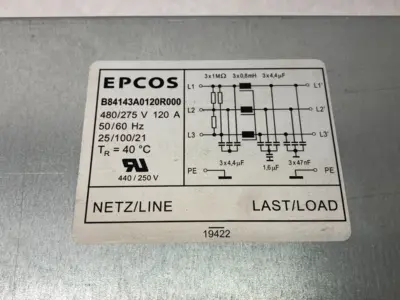 B84143A0120R000 | Epcos  Power Line Filter 3-Phase 120A 480/275V - Used