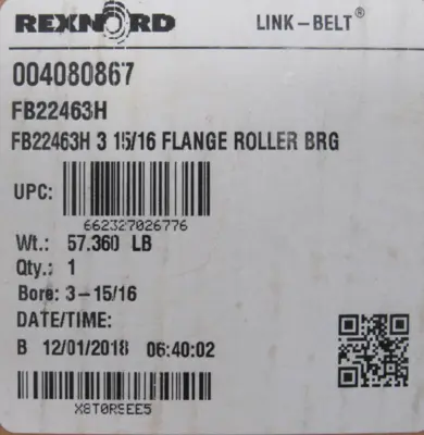 NEW REXNORD FB22463H FLANGE BEARING 3-15/16" 004080867