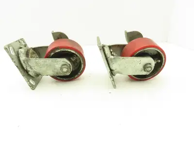 4" Caster Wheel Poly/Cast Locking Swivel Base 2" Wide 5-1/2" Height Lot of 2