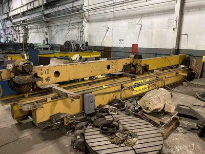 15 TON X 25' SPAN P&H DOUBLE GIRDER OVERHEAD BRIDGE CRANE. STOCK # 0315322