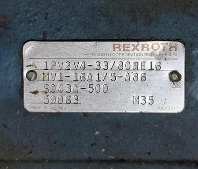 Used Rexroth Hydraulic Pump 1PV2V4-33/80RE16 1PV2V4-33/80RE16 Hydraulic Pumps Kentucky US | Edwards Industrial Repair #1172770