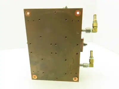 Water Cooling Block Solid Copper Base CPUs Resistors 1/4"NPT Fittings 2 Circuits