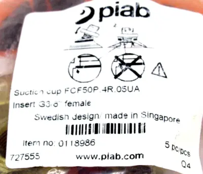 NEW 5PCS. PIAB FCF50P.4R.05UA SUCTION CUP G3/8" FEMALE INSERT FCF50P4R05UA