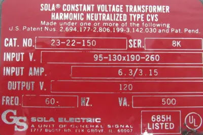 NEW SOLA 23-22-150 TRANSFORMER 2322150