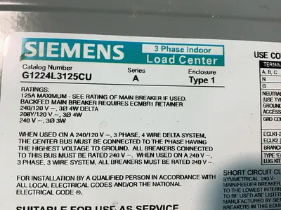 Used SIEMENS G1224L3125CU Electrical Panels Ohio US | HGR 24 #1280541