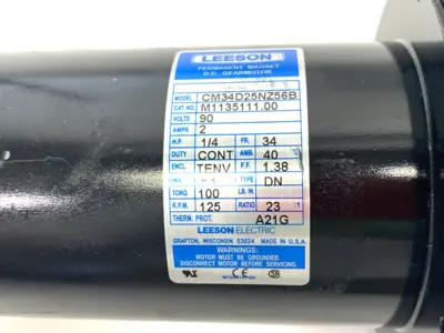 Used Leeson Parallel Gearmotor 1/4HP 125rpm TENV 90VDC CM34D25NZ56B Gearmotors Michigan US | Maverick Industrial Sales #1398517