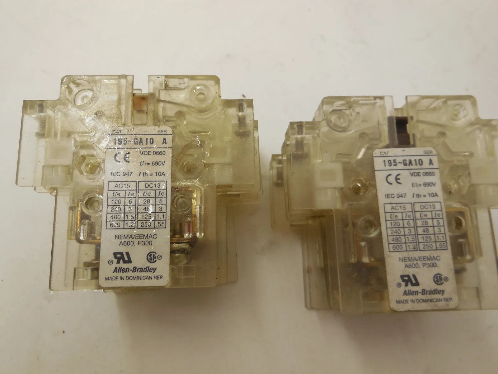 6 ALLEN BRADLEY 195-GA10 AUXILIARY CONTACT SER.A 195GA10