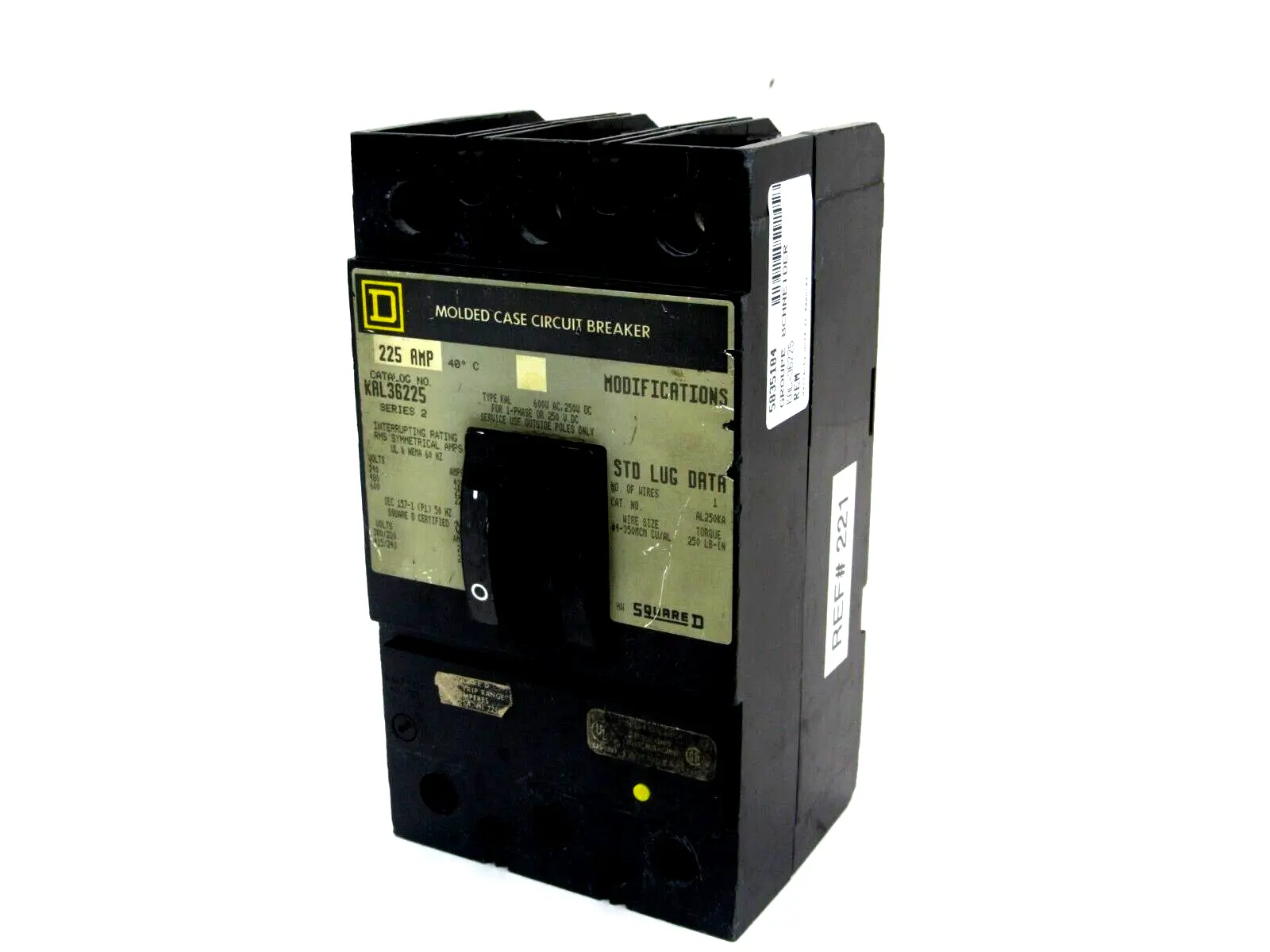 USED SQUARE D KAL36225 CIRCUIT BREAKER SER 2 3 POLE