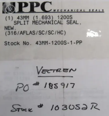 NEW PPC 43MM-1200S-1-PP SPLIT MECHANICAL SEAL 43MM1200S1PP