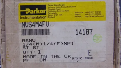 Parker NVS4M4FV Bonnet Valve 6000PSI MAX 1/4" Female NPT 1/4" Male NVS4M4FV New NIB