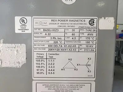 USED REX POWER MAGNETICS BA30J-M/Z3