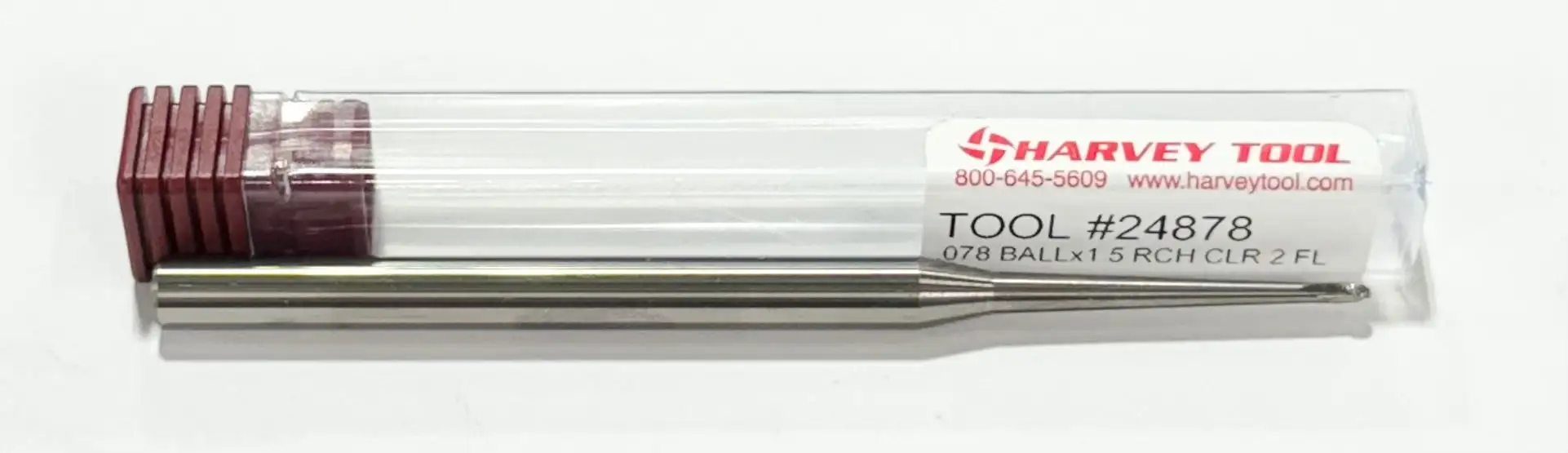 Harvey Tool 5/64" Carbide Ball End Mill Tapered Reach 1/4" Shank 2 Flute