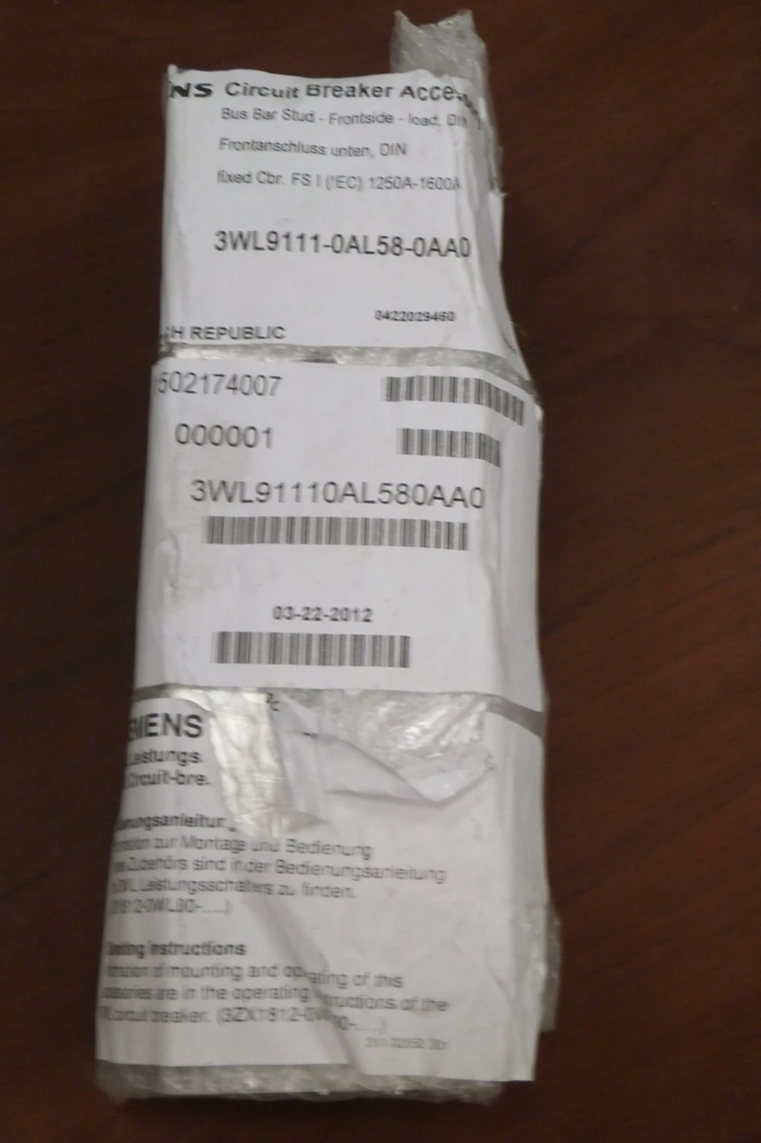 NEW Siemens 3WL9111-0AL58-0AA0
