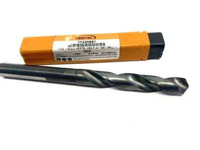 USED HERTEL REDUCED SHANK DRILL BIT: 17/32" DIA, 1/2" SHANK DIA, 118 DEG