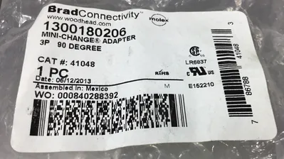 Brad Connectivity 1300180206 Mini-Change Adapter 41048 Right Angle 5E-17
