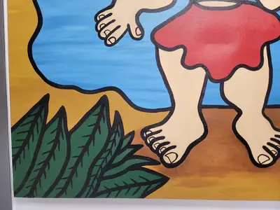 New | in-Stock FalconRestaurantSupply New Walmiru Original Faceless Painting on Canvas - Drum Dancing 36" x 60" Estate & Personal Property Illinois US | Falcon Restaurant Supply #1376716