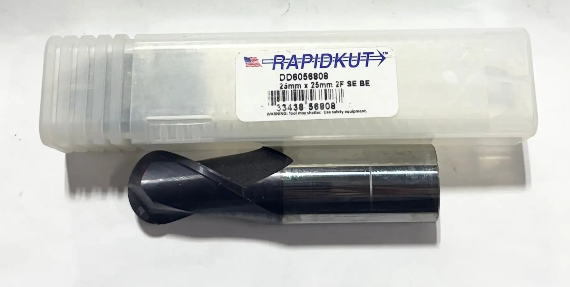 RapidKut 25mm Carbide Ball End Mill 2 Flute AlTiN Coated USA Made