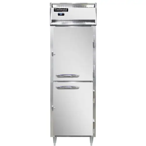 Continental D1RNPTHD 26" One Section Pass Thru Refrigerator, (4) Right Hinge Solid Doors, Top Compressor, 115v