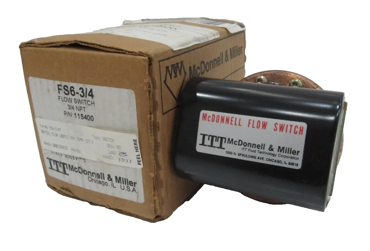 NEW ITT MCDONNELL & MILLER FS6-3/4 FLOW SWITCH 3/4 NPT 115400 FS634