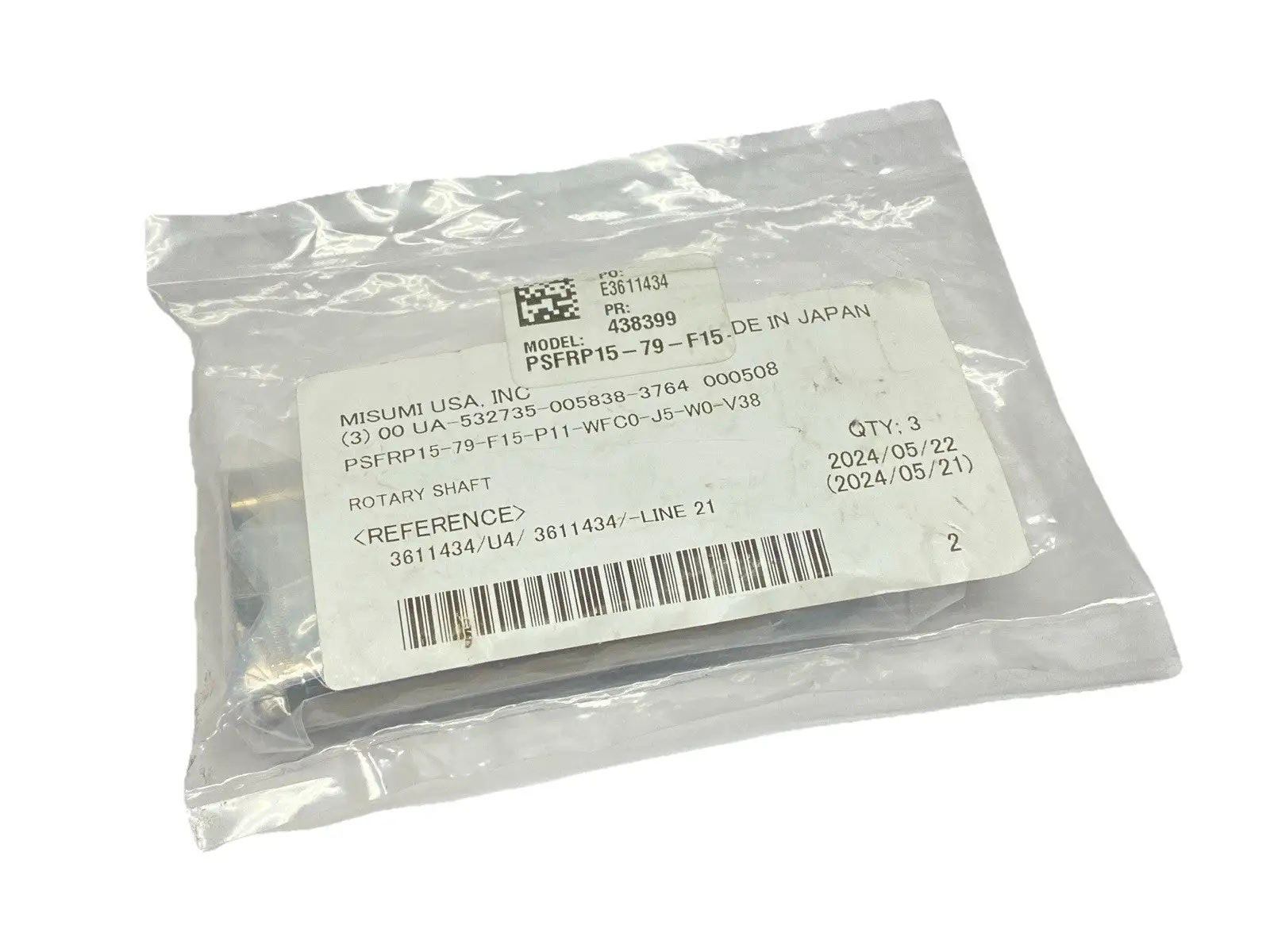 NEW MISUMI ROTARY SHAFT 15MM DIA. 79MM LONG 3-PACK