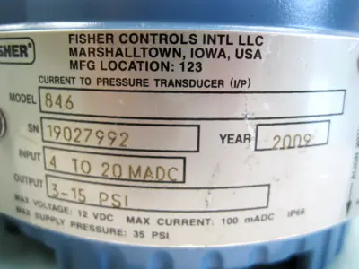 Used Fisher Type 846 Sensors New Hampshire US | Bitter End Trading #1452771