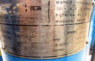 (5) Tolhurst 30 x 18 perforate basket centrifuges, rubber-lined.