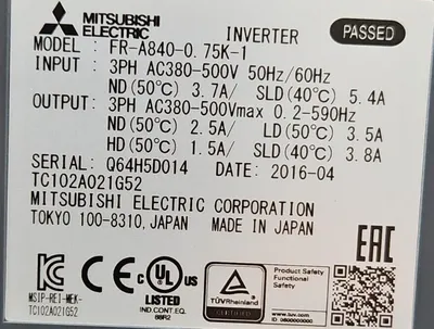 Mitsubishi FR-A840-0.75K-1 Inverter Variable Frequency. 1B-3