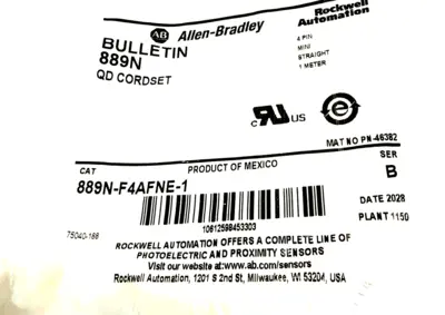 LOT OF 10 ALLEN BRADLEY 889N-F4AFNE-1 CORDSET 889NF4AFNE1 NEW, SURPLUS