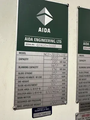 USED 2013 AIDA NC1-2000(2)