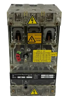 USED KLOCKNER-MOELLER NZM6-63/ZM6-40 CIRCUIT BREAKER 25-40A 260-475A