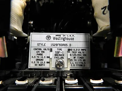 Westinghouse 1529F93A05 D Circuit Breaker Failure Relay 125 VDC Control Used