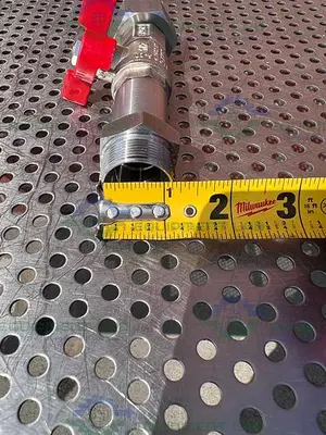 NEW CHEMGLASS STAINLESS STEEL BALL VALVE MALE TO FEMALE 1/2"